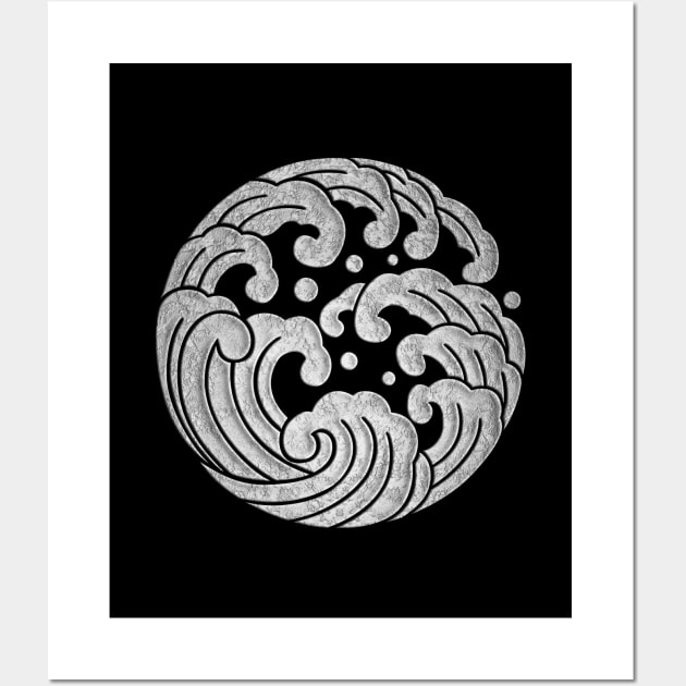 Miginami no Maru Kamon in Silver Foil Wall Art by Takeda_Art